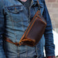 Unisex Brown Leather Fanny Pack - Crossbody Travel Pouch