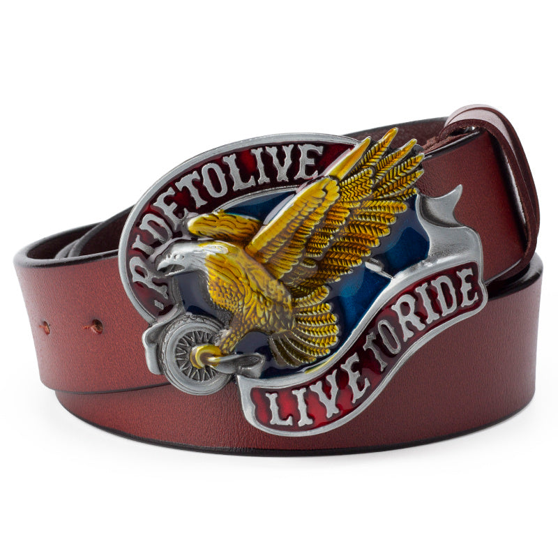 Casual Cowhide Leather Belt - Smooth Buckle Everyday Fit