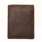 Men’s Vintage Bifold Leather Business Wallet – Multi-Compartment, Chocolate Brown
