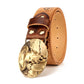 Western Ethnic Cowhide Leather Belt - Embossed Durability Style