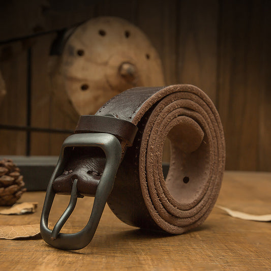 Genuine Leather Retro Pin Buckle Belt for Men