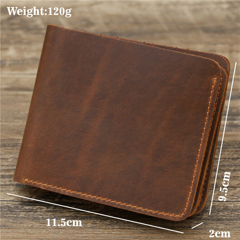 Men’s Retro Tri-fold Leather Wallet – Crazy Horse Cowhide