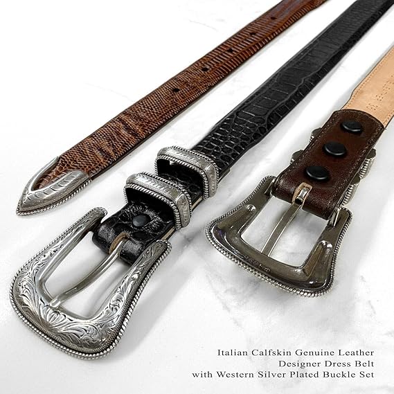 Full-Grain Cowhide Leather Dress Belt – Silver Buckle