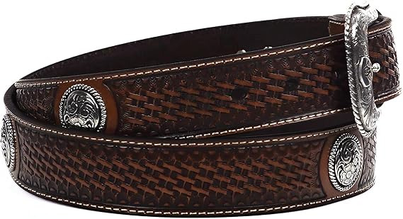 Men's Basketweave Western Leather Belt – Removable Buckle