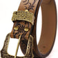 Unisex Western Belt – Golden Floral Buckle