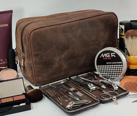 Men's Full-Grain Buffalo Leather TSA-Ready Dopp Kit