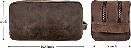 Men's Full-Grain Buffalo Leather TSA-Ready Dopp Kit