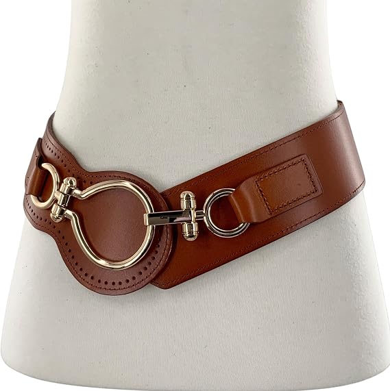 Women's Full Grain Leather Elastic Corset Belt – Gold Hook