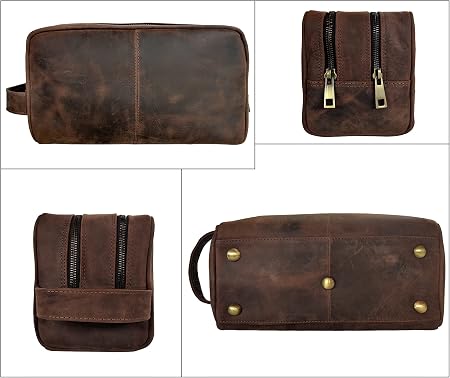 Men's Full-Grain Buffalo Leather TSA-Ready Dopp Kit