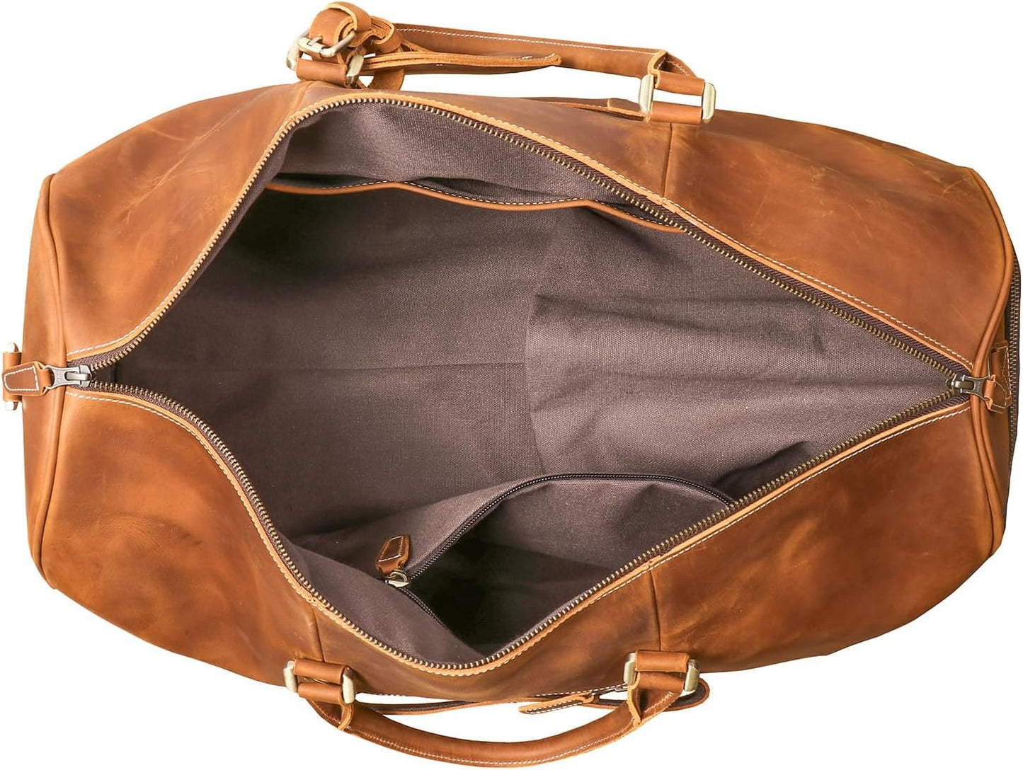 Men's Vintage Top-Grain Leather Duffel - Shoe Pocke