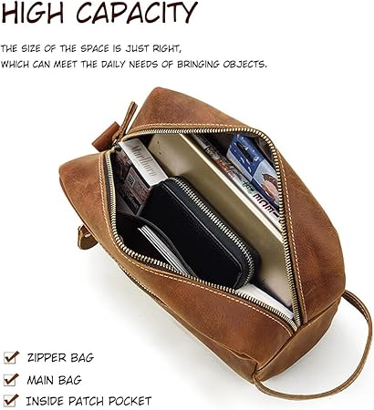 Handcrafted Full Grain Leather Dopp Kit - Cotton Lined