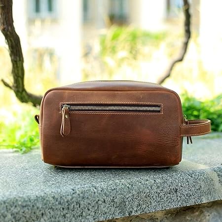 Handcrafted Full Grain Leather Dopp Kit - Cotton Lined