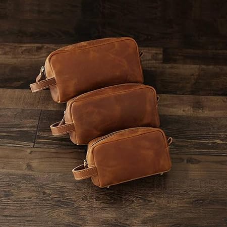 Handcrafted Full Grain Leather Dopp Kit - Cotton Lined