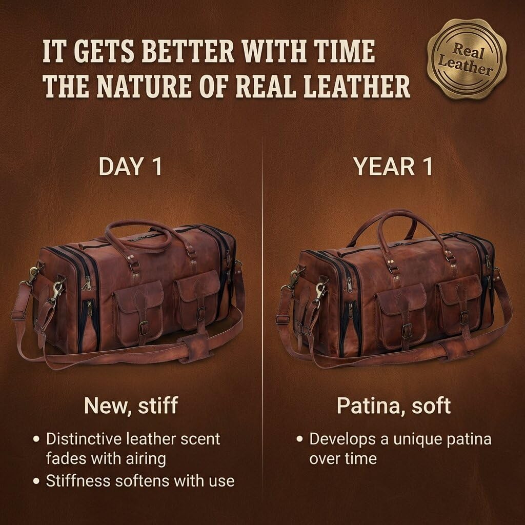 Men's Handmade Genuine Leather Overnight Duffel - 24