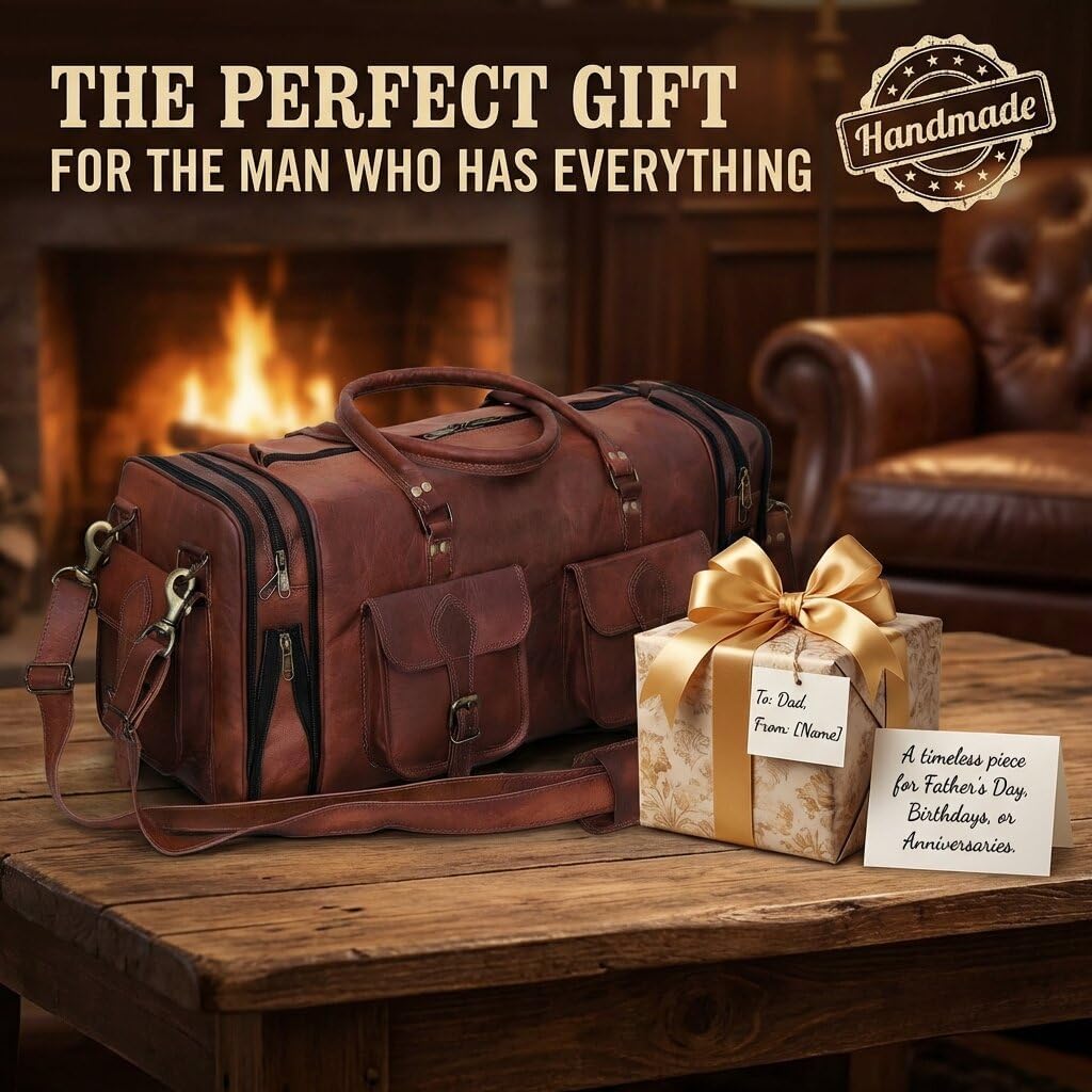 Men's Handmade Genuine Leather Overnight Duffel - 24