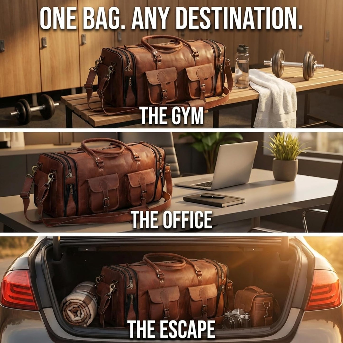 Men's Handmade Genuine Leather Overnight Duffel - 24