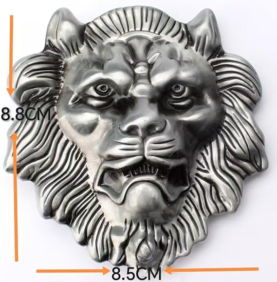 Vintage Silver Lion Head 3D Belt Buckle – Biker Punk