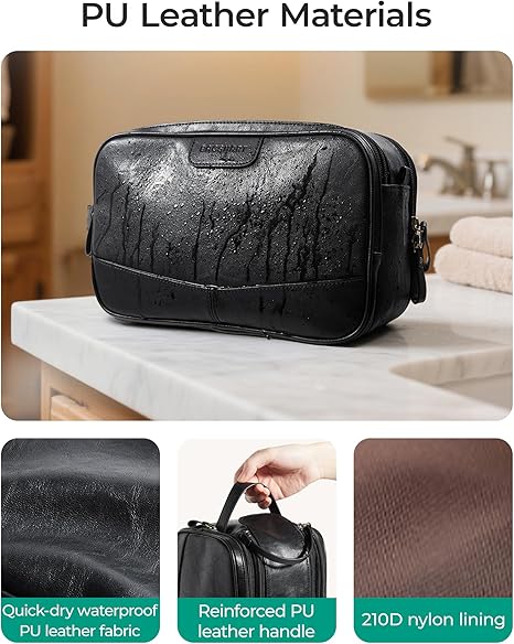 Men's High-Gloss Medium Leather Toiletry Bag