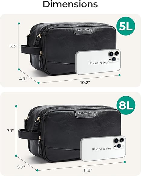 Men's High-Gloss Medium Leather Toiletry Bag