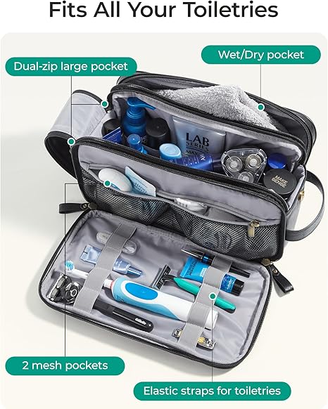 Men's High-Gloss Medium Leather Toiletry Bag