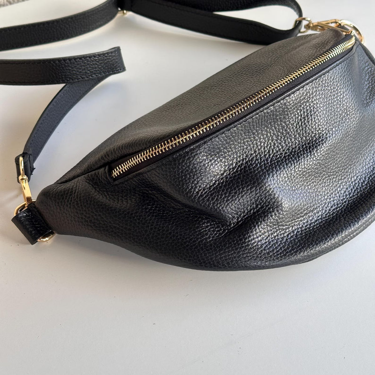 Women's Nappa Leather Hip Bag & Crossbody with Gold or Silver Hardware