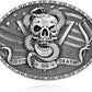 Kneeling Man Cross Skull Belt Buckle – American Flag Detail