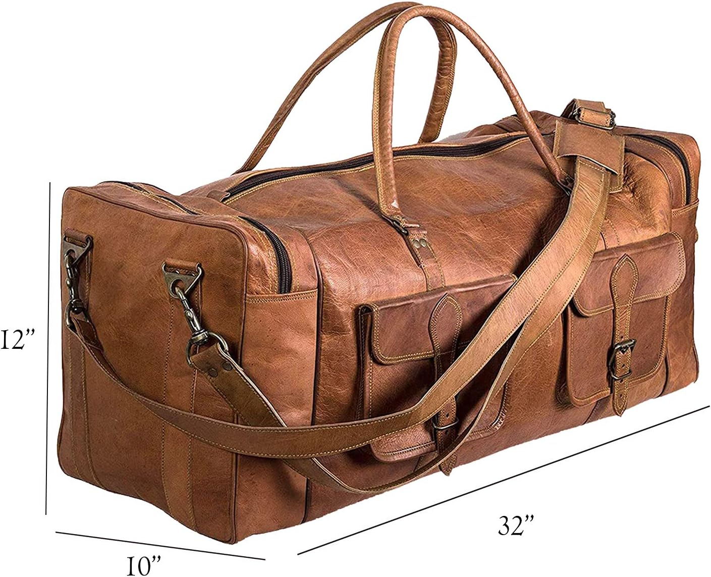 Men's Large 32" Full Grain Leather Holdall Duffel Bag