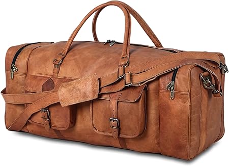 Men's Large 32" Full Grain Leather Holdall Duffel Bag