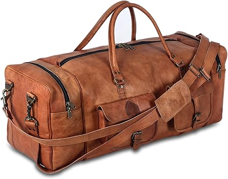 Men's Large 32" Full Grain Leather Holdall Duffel Bag