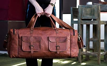 Men's Large 32" Full Grain Leather Holdall Duffel Bag