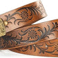 Unisex Western Belt – Golden Floral Buckle