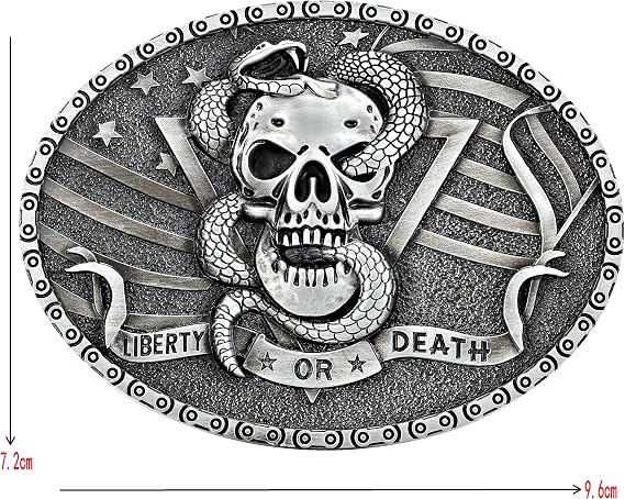Kneeling Man Cross Skull Belt Buckle – American Flag Detail