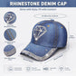 Rhinestone Denim Cap with Adjustable Metal Buckle