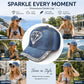 Rhinestone Denim Cap with Adjustable Metal Buckle