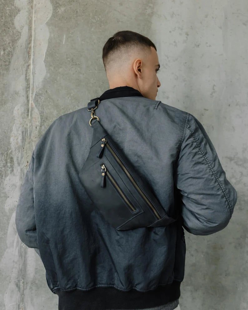 Men's Leather Belt Bag - Waist Fanny Pack