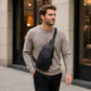 Men's Genuine Cowhide Chest Sling Bag – Multi-Pocket