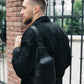 Men's Black Leather Sling Bag - Casual Crossbody