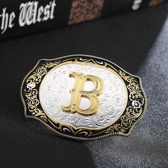 Western Initial Letter Belt Buckle – Personalized Cowboy Style