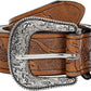 Women's Vintage Leather Belt – Hollow Flower Design