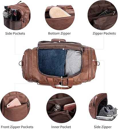 Oversized Waterproof Leather Weekender - Shoe Pouch