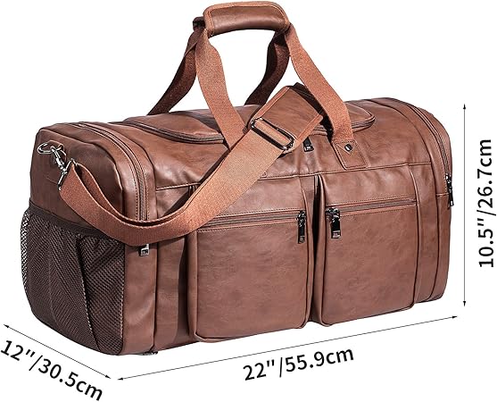 Oversized Waterproof Leather Weekender - Shoe Pouch