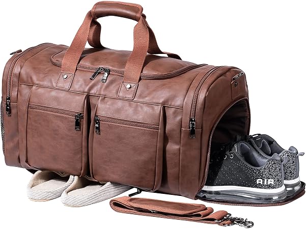 Oversized Waterproof Leather Weekender - Shoe Pouch