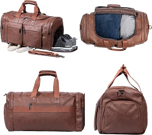 Oversized Waterproof Leather Weekender - Shoe Pouch