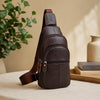 Men's Genuine Cowhide Chest Sling Bag – Multi-Pocket