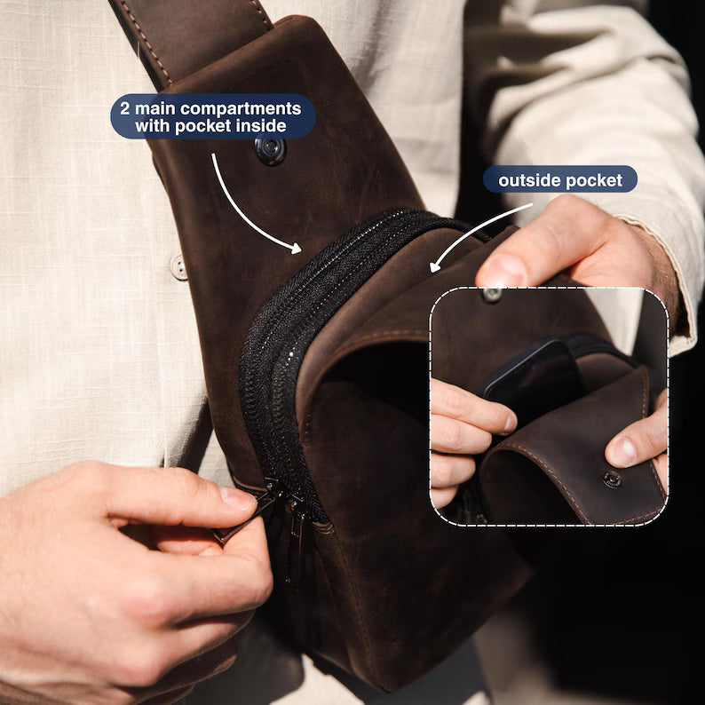 Men's Handmade Leather Sling Bag – Vintage Cowhide