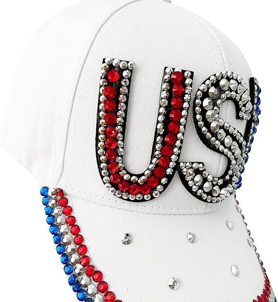Patriotic Rhinestone Denim Baseball Cap – USA Bling