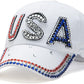 Patriotic Rhinestone Denim Baseball Cap – USA Bling