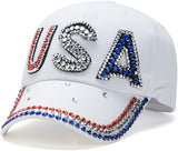 Patriotic Rhinestone Denim Baseball Cap – USA Bling