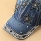 Women's Pearl Rhinestone Denim Visor Cap - Y2K