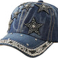 Women's Pearl Rhinestone Denim Visor Cap - Y2K